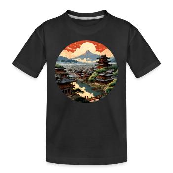Ville médiévale japonaise - T-shirt bio Premium Enfant - noir - Devant
