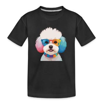 Bichon Frisé chien mignon lunettes colorées - T-shirt bio Premium Enfant - noir - Devant