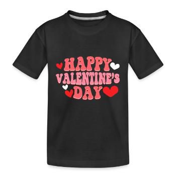 Happy Valentine's Day Freund Freundin Liebe Herz - Kinder Premium Bio T-Shirt - Schwarz - Vorne