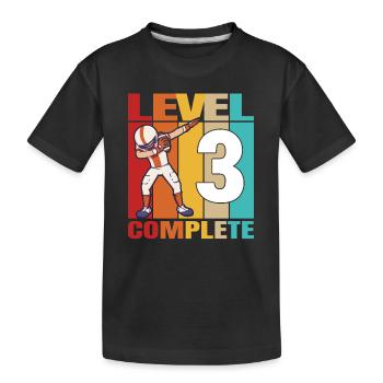 3rd Football Birthday Level 3 Complete 3 Years Old - Kinder Premium Bio T-Shirt - Schwarz - Vorne