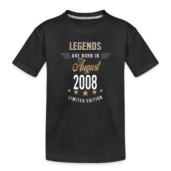 Legends are born in August 2008 - Kids' Premium Organic T-Shirt - black - Front