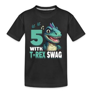 5ème année Roar Célébrez 5 avec T-Rex Swag Dinosaur - T-shirt bio Premium Enfant - noir - Devant