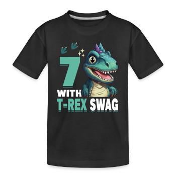 7ème année Roar célèbre 7 avec T-Rex Swag Dinosaur - T-shirt bio Premium Enfant - noir - Devant