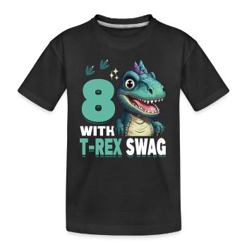 8e année Roar célèbre 8 avec T-Rex Swag Dinosaur - T-shirt bio Premium Enfant - noir - Devant