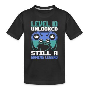 Level 10 Unlocked Still a Gaming Legend Birthday - Kinder Premium Bio T-Shirt - Schwarz - Vorne