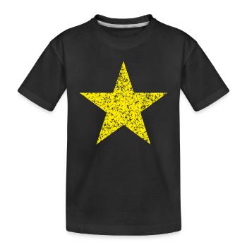 gelber Stern used look - yellow star vintage look - Kinder Premium Bio T-Shirt - Schwarz - Vorne