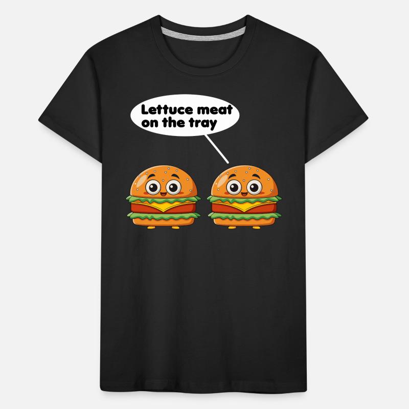 Salatfleisch auf dem Tablett lustiges Burger-Wortspiel Kinder Premium Bio T-Shirt