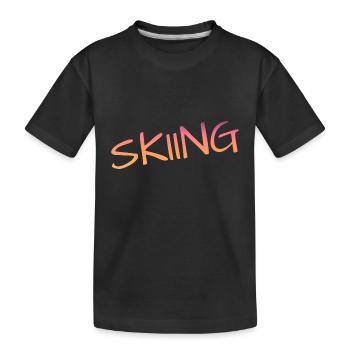 skiing, ski fahren, skier, pistensau - Kinder Premium Bio T-Shirt - Schwarz - Vorne