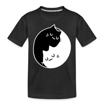Ying Yang Katzen Geschenk Idee - Kinder Premium Bio T-Shirt - Schwarz - Vorne