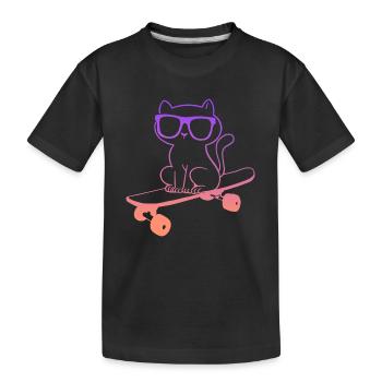 Skateboarding Skater Cat Skateboard - Kids' Premium Organic T-Shirt - black - Front