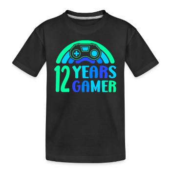 12th Birthday Boy 12 ans Controller Gaming - T-shirt bio Premium Enfant - noir - Devant