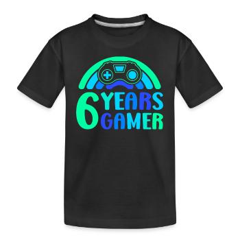 6th Birthday Boy 6 Years Controller Gaming - Kids' Premium Organic T-Shirt - black - Front