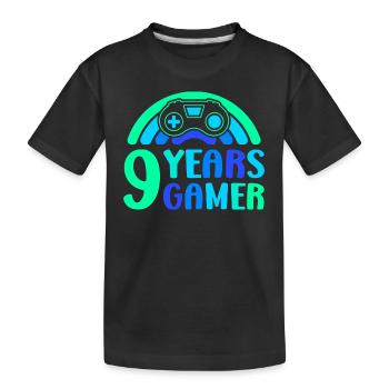 9ème anniversaire garçon 9 ans contrôleur de jeu - T-shirt bio Premium Enfant - noir - Devant