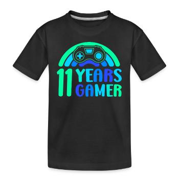 11e anniversaire garçon 11 ans contrôleur de jeu - T-shirt bio Premium Enfant - noir - Devant