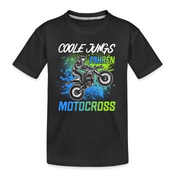 Echte Jungs fahren Motocross Bike Jungen Motorrad - Kinder Premium Bio T-Shirt - Schwarz - Vorne