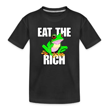 Iss das reichhaltige, lustige Froschdesign, Meme-Humor - Kinder Premium Bio T-Shirt - Schwarz - Vorne