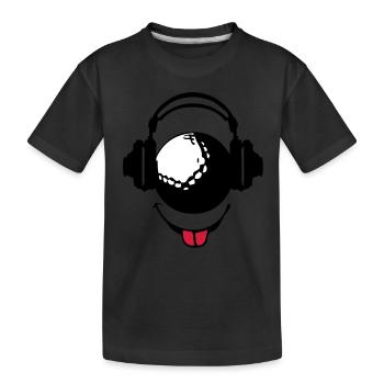 headphones headphones dj golf smiley1 - Kids' Premium Organic T-Shirt - black - Front