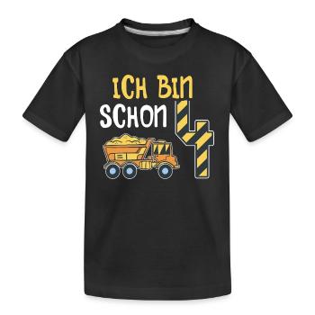 4. Geburtstag Junge 4 Jahre alt Baustelle Kipper - Kinder Premium Bio T-Shirt - Schwarz - Vorne