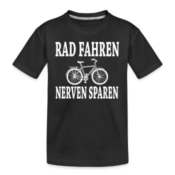 rad fahren nerven sparen spruch - Kinder Premium Bio T-Shirt - Schwarz - Vorne