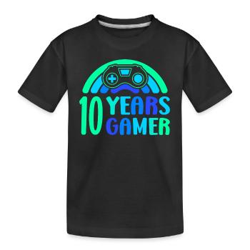 10th Birthday Boy 10 Years Controller Gaming - Kids' Premium Organic T-Shirt - black - Front