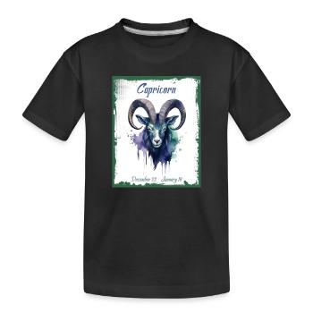 Zodiac Signs in Watercolor: Capricorn the Goat - Kids' Premium Organic T-Shirt - black - Front