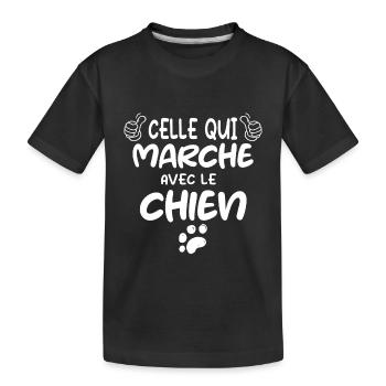 celle qui marche avec le chien - T-shirt bio Premium Enfant - noir - Devant