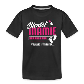 bientôt Mamie veuillez patienter - T-shirt bio Premium Enfant - noir - Devant