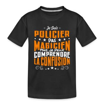 Je Suis Policier Pas Magicien - T-shirt bio Premium Enfant - noir - Devant