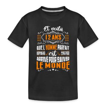 12 ans, Homme parfait, cadeau anniversaire 12ans - T-shirt bio Premium Enfant - noir - Devant