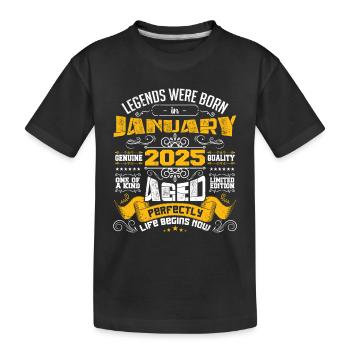 Legends were born in January 2025 | gift - Kids' Premium Organic T-Shirt - black - Front