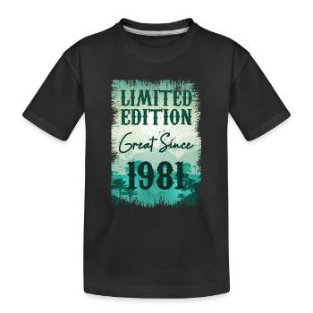 One of a kind since 1981 - Kids' Premium Organic T-Shirt - black - Front