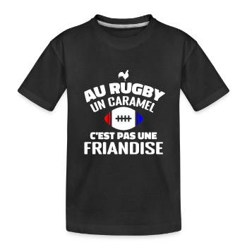 Au Rugby Un Caramel C'est Pas Une Friandise, rugby - T-shirt bio Premium Enfant - noir - Devant