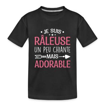 Je Suis Râleuse Un Peu Chiante Mais Adorable - T-shirt bio Premium Enfant - noir - Devant