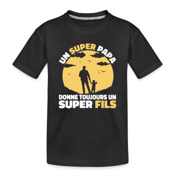 Super Papa Super Fils Cadeau Pere Fête des Pères - T-shirt bio Premium Enfant - noir - Devant