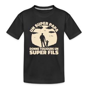 Super Papa Super Fils Cadeau Pere Fête des Pères - T-shirt bio Premium Enfant - noir - Devant