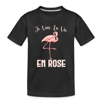 Flamand Rose - Vie En Rose - T-shirt bio Premium Enfant - noir - Devant