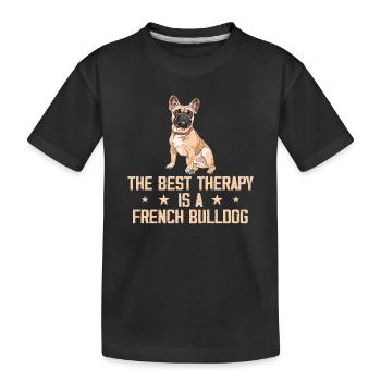 The Best Therapy Is French Bulldog Dog Lover - T-shirt bio Premium Enfant - noir - Devant