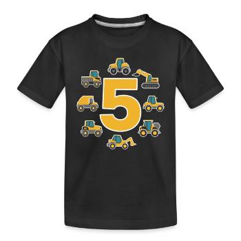 Construction site - 5 years - 5th birthday - Kids' Premium Organic T-Shirt - black - Front