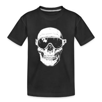 Ski Skibrille Totenkopf - Kinder Premium Bio T-Shirt - Schwarz - Vorne
