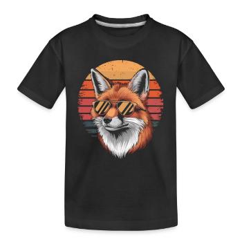 Fuchs mit Sonnenbrille vintage - Kinder Premium Bio T-Shirt - Schwarz - Vorne
