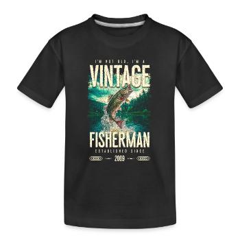 Vintage Forelle Fischer Angeln Geburtstag 2009 - Kinder Premium Bio T-Shirt - Schwarz - Vorne