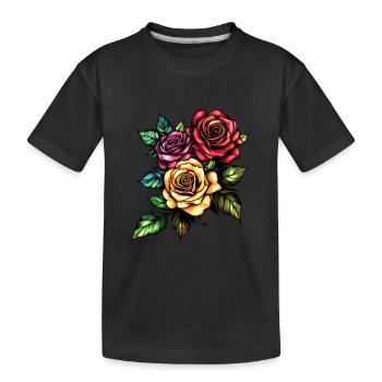 Rosen Blumen Liebe - Kinder Premium Bio T-Shirt - Schwarz - Vorne