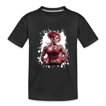 Fitness Femme Muscles Femme Bodybuilder - T-shirt bio Premium Enfant - noir - Devant