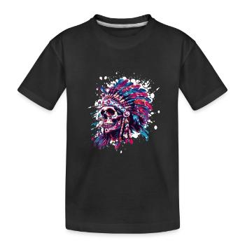 Indian Skull - Kids' Premium Organic T-Shirt - black - Front
