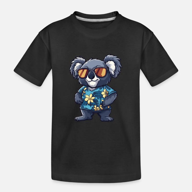 Koala Comic Lustig Sommer - Kinder Premium Bio T-Shirt - Schwarz