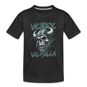 Nordischer Wikingersieg oder Walhalla - Kinder Premium Bio T-Shirt - Schwarz - Vorne