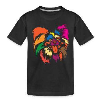 Netter Papillon Hund Regenbogen Grafik Tierliebhaber - Kinder Premium Bio T-Shirt - Schwarz - Vorne