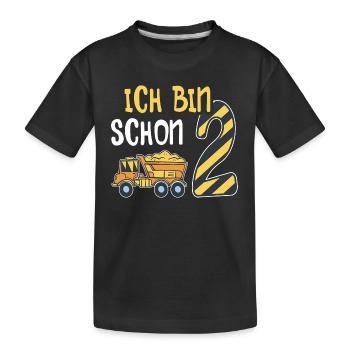 2. Geburtstag Junge 2 Jahre alt Baustelle Kipper - Kinder Premium Bio T-Shirt - Schwarz - Vorne
