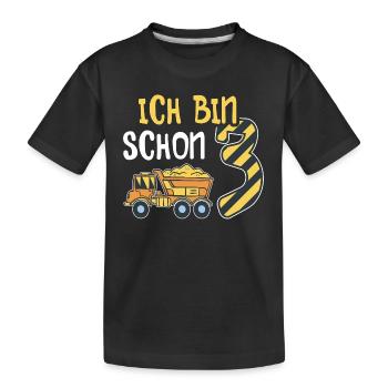 3. Geburtstag Junge 3 Jahre alt Baustelle Kipper - Kinder Premium Bio T-Shirt - Schwarz - Vorne