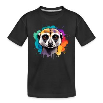 Erdmännchen in Aquarellfarben, Savannenfarbe - Kinder Premium Bio T-Shirt - Schwarz - Vorne